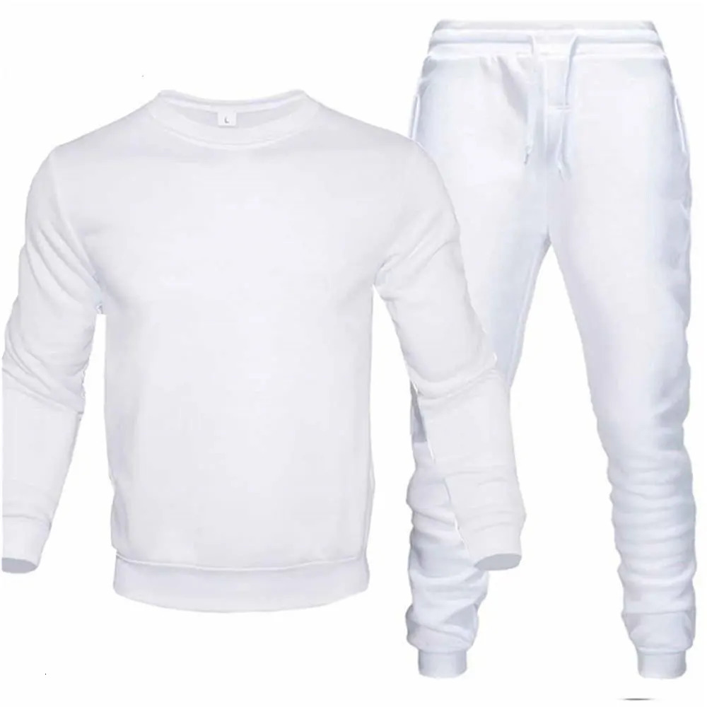 Mens Two-Piece Set O-Neck 2 Pieces Sets Tracksuit Hooded Sweatshirt Drawstring Pants Male Sport Hoodies Running Sportswear 241111