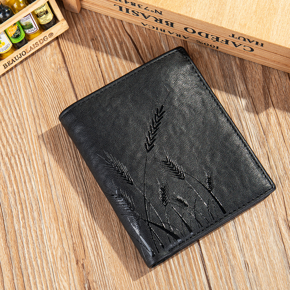 RFID Men's Wallet Blocking Casual Genuine Leather For Men Women Pocket Purse Bifold Card Holder Slots Black s 58148
