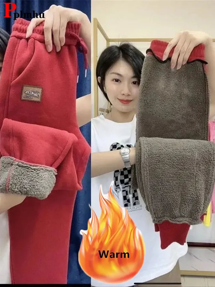 Winter plus 6XL cashmere plush sports pants for women casual and warm harem pants thick wool lining jogging bag 90cm Pantalones 241112