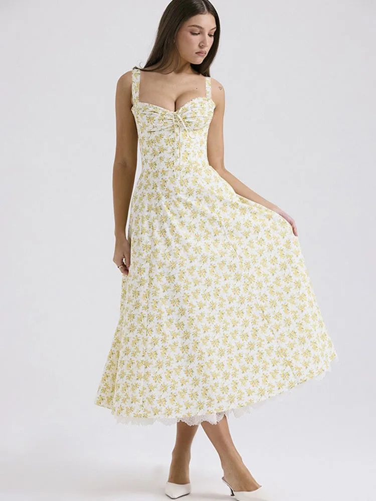 Avrilyaan Off Shoulder Flower Print Sexy Dress Women Bandage Elegant Evening Long Dresses Backless Bodycon Summer Vestidos 240402