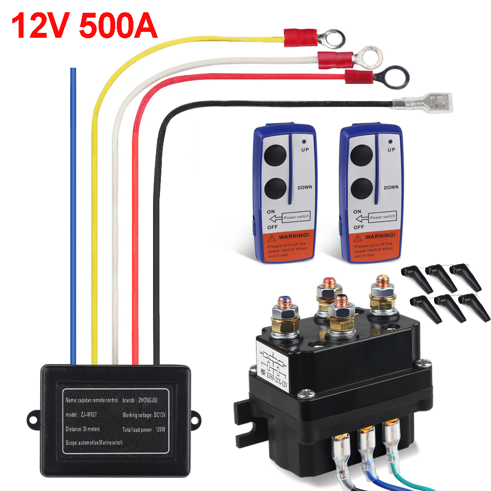 DC 12V 500A Contactor Rocker Switch 5500lb-12000lb Winch Control Solenoid Relay For ATV UTV 4WD Winches