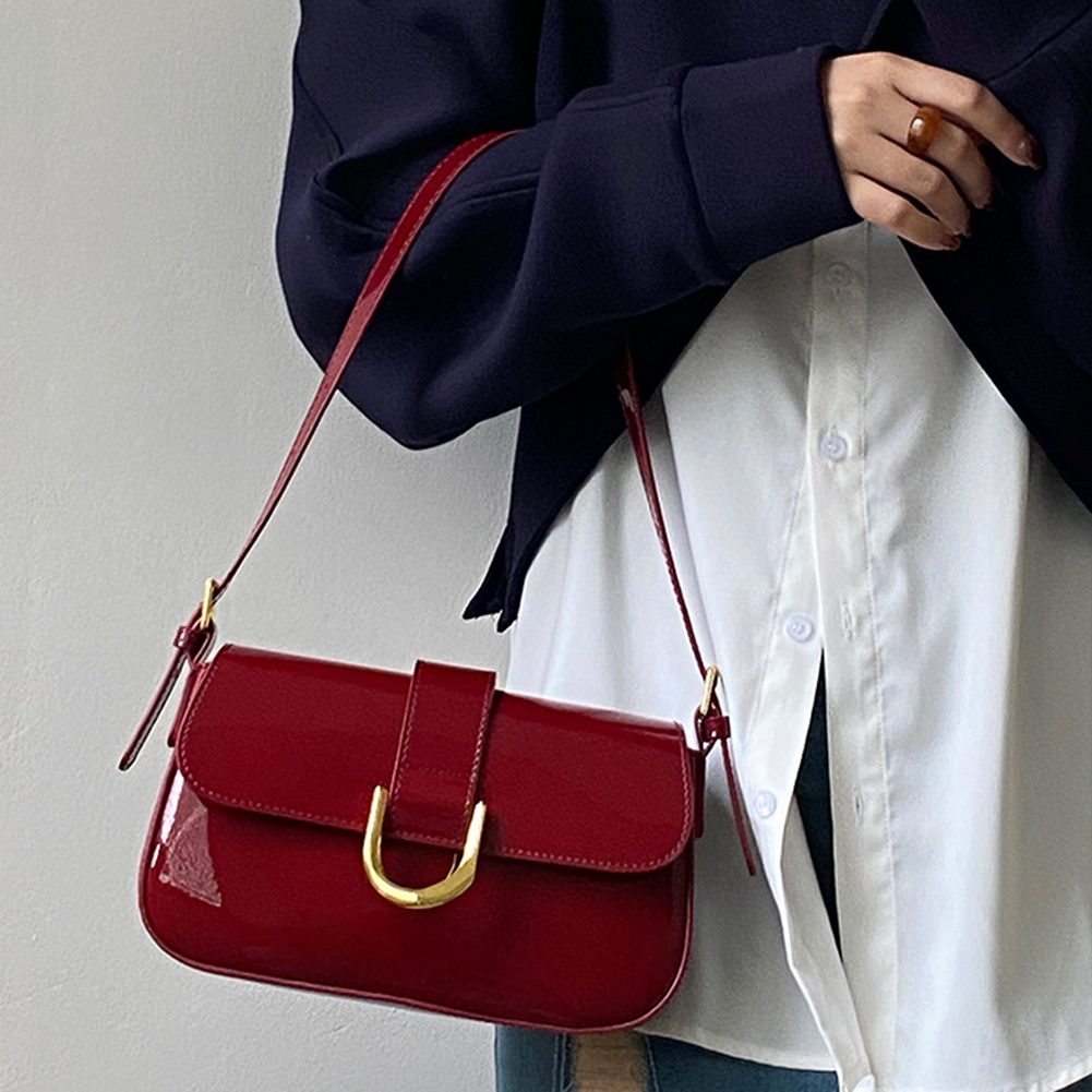 2023 New Women Patent Leather Crossbody Bags Fashion Retro Small Square Bags Casual Solid Color Underarm Bag Ladies Handbag Tote