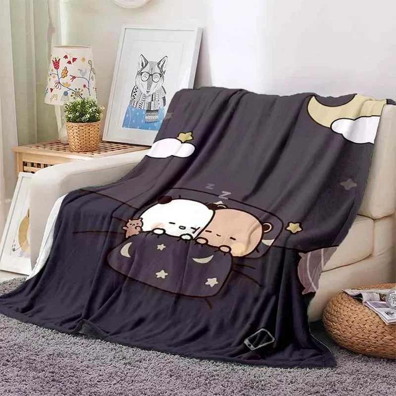 Cute Bubu and Dudu Series Blanket Cartoon Print Kids Warm Flannel Soft Comfortable Home Travel Blanket Bed Blanket Birthday GiftXJ241111