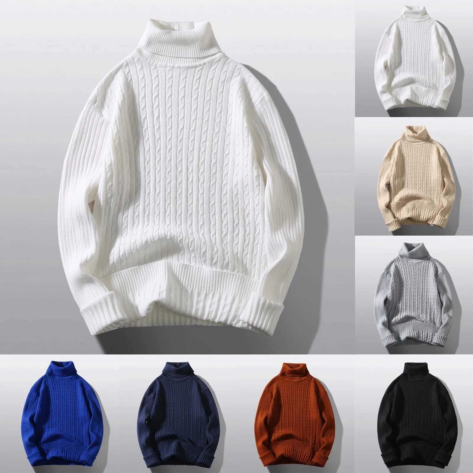 2024 New Winter Ultra Thin Mens Casual Turtle Neck Sweater Mens New Fashion Solid Warm Fitness Mens Pullover Sweater W2411111