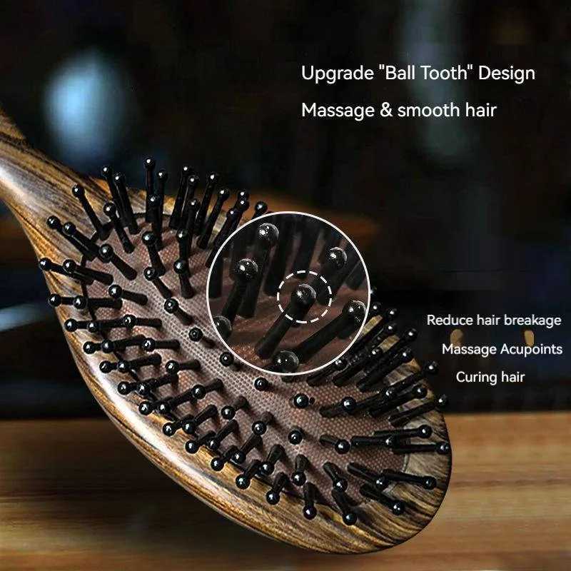 Hair comb natural wood brush anti-static and corner removal brush hair scalp massage comb air cushion styling tool W241112