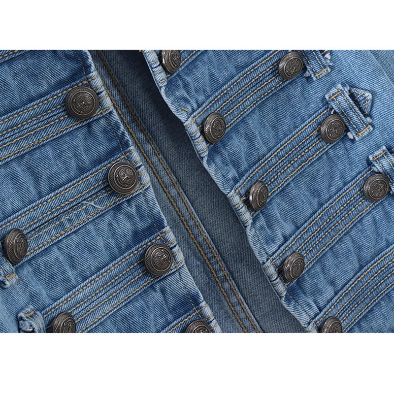 autumn military style handsome stand up collar denim jacket for women double-layer ultra-thin short black denim jacket for womens outerwear 241112