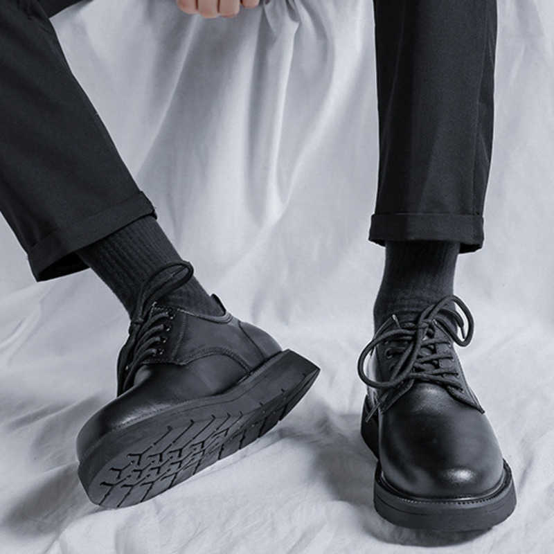 Men Dress Shoes New Thick Soled Mens Big Head Casual Shoes British Style Casual Small Leather Shoes Shoes 241009