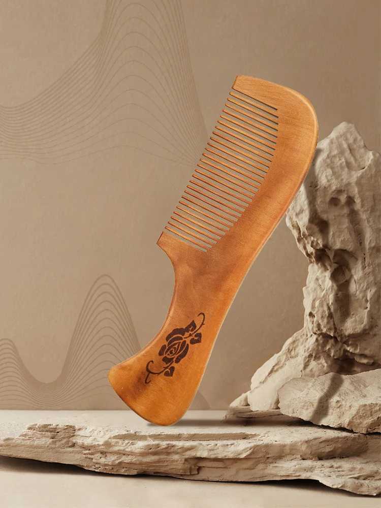 Natural peach wood comb anti-static wide tooth hair comb hair massage hair care comb hair stripping portable W241112