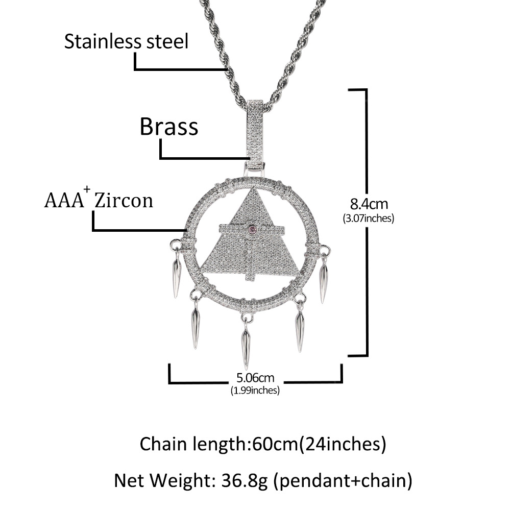 Hip Hop Geometric Pendant Necklace TopBling Zircon Real White Gold Plated Jewelry