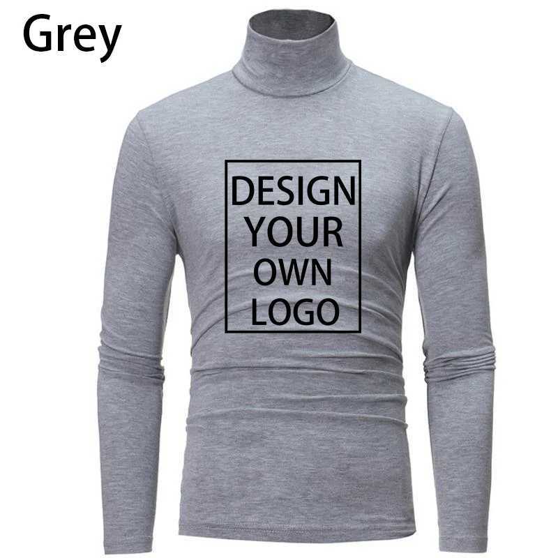 Customized mens high neck sweater zipper DIY casual solid color sweater long sleeved warm knit navy blue collar jacket W2411111