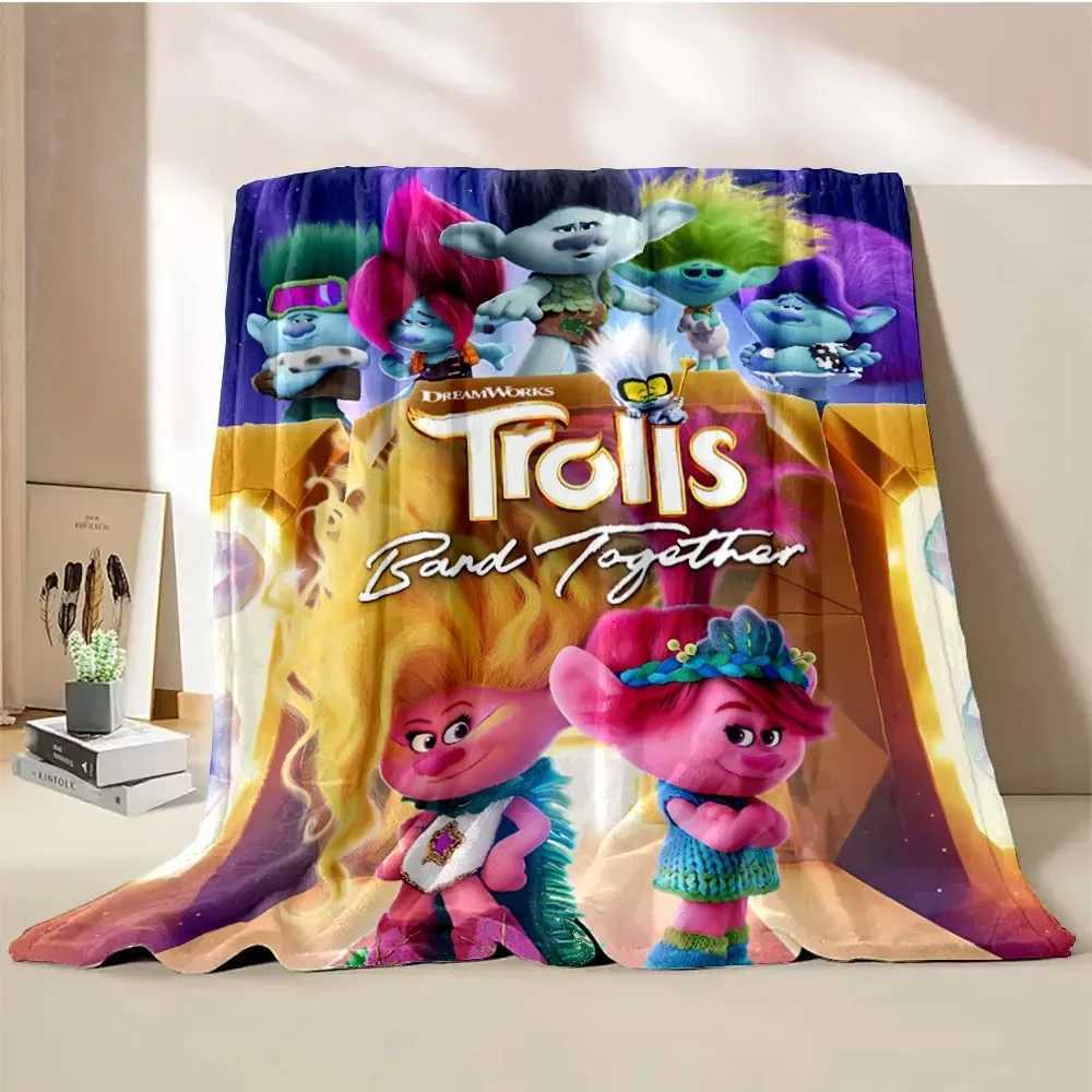 Trolls Band Together Cartoon Blanket Warm Soft Fluffy King Size Throw Kid Adult Sofa Bed Break Blanket Cover Travel Throw GiftXJ241111