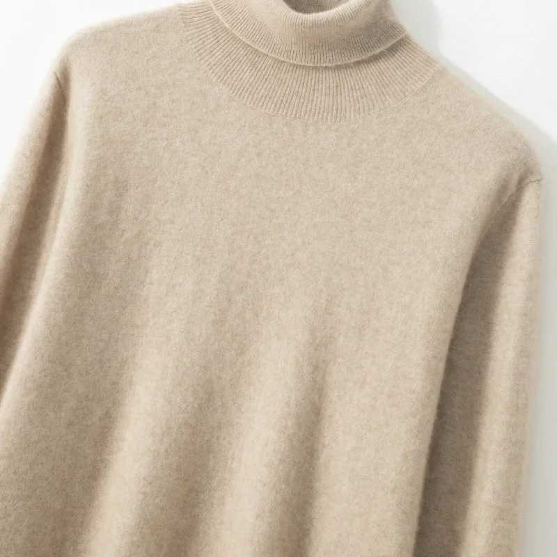 Cashmere wool turtle neck mens zipper autumn and winter soft warm bottom jumper knitted sweater top W2411111