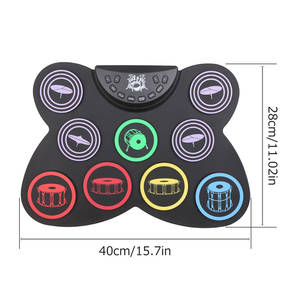 Midi Drum Kit 9 Pads Portable Drums Pedal Controller USB with Drum Sticks Touch Sensitivity Great Holiday Birthday Gift for Kids