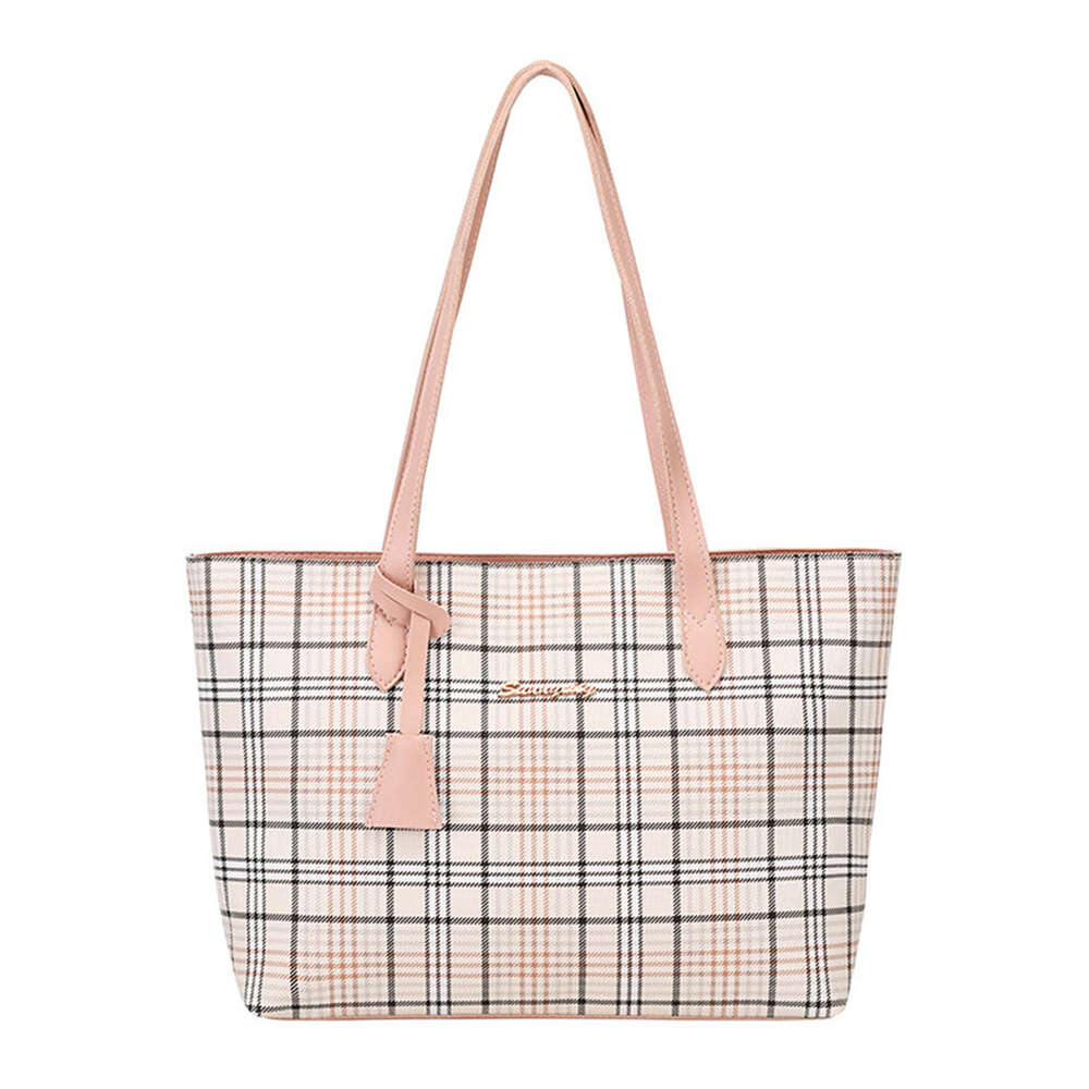 Plaid printed Tote 2024ladies handbag Large capacity shoulder female Korean version of the new shopping bag
