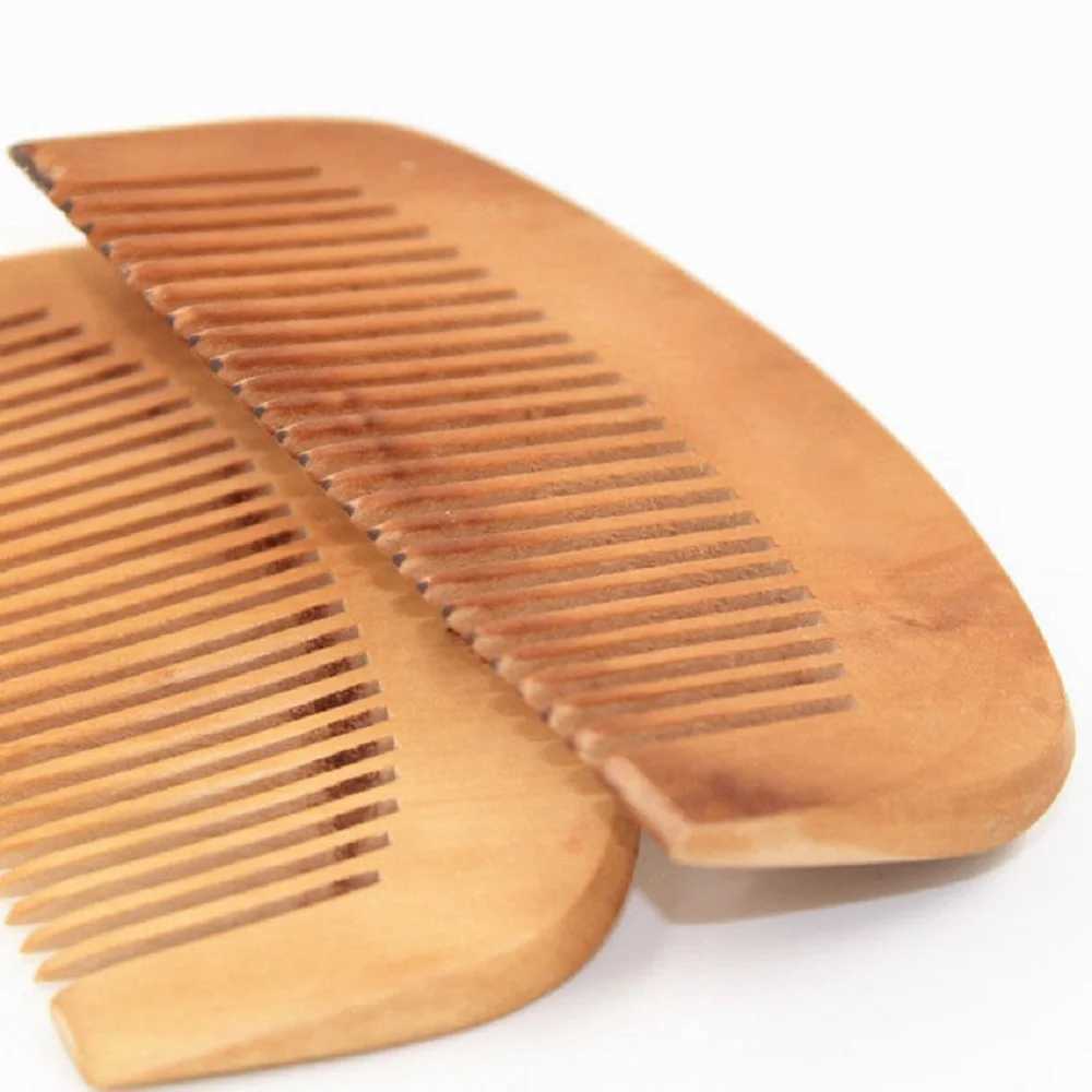 Fashionable hair carving natural peach wood comb anti-static beard comb tool W241112