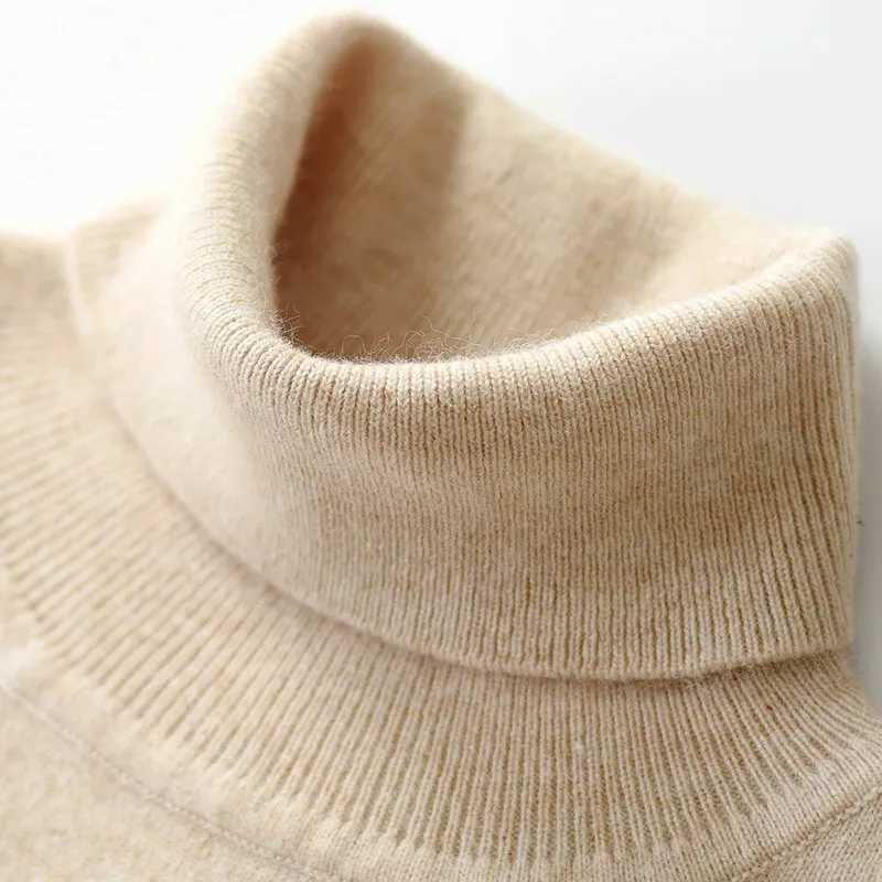 Cashmere wool turtle neck mens zipper autumn and winter soft warm bottom jumper knitted sweater top W2411111