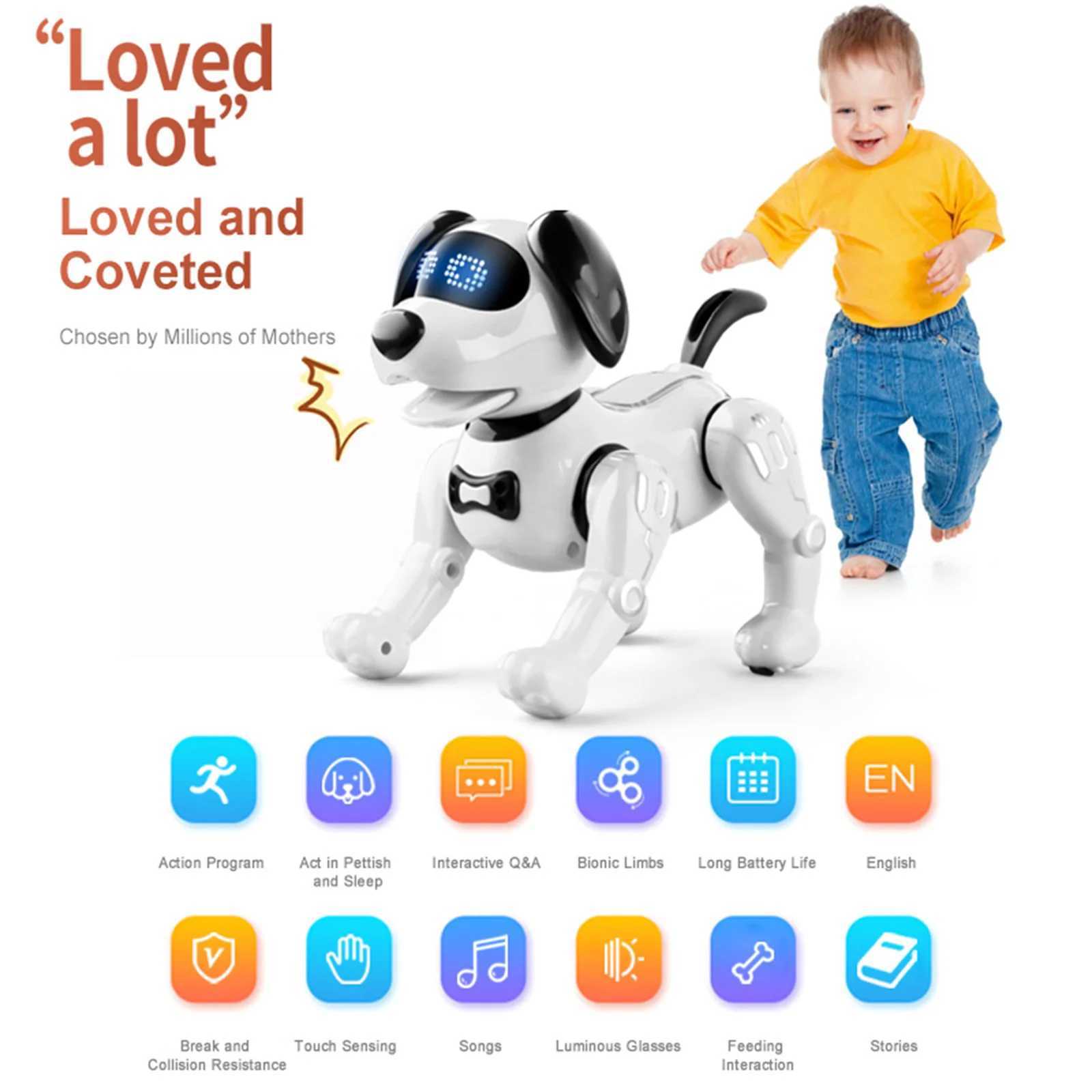 Electric/RC Animals RC Robot Dog Electronic Walking Dog Intelligent Touch Remote Control Pet Dog Toys Childrens Toys Boys and Girls GiftsL2404