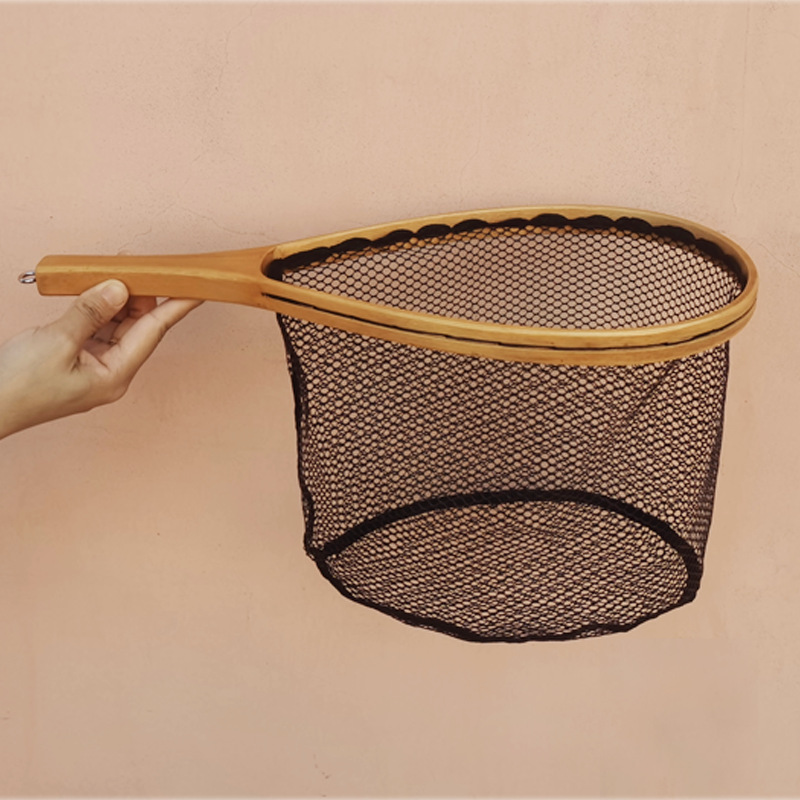 Wooden 40*20 CM Landing Net Collapsible Fishing Aluminum Alloy Fly Fishing Tools Small Mesh Foldable Pole Casting Network Trap
