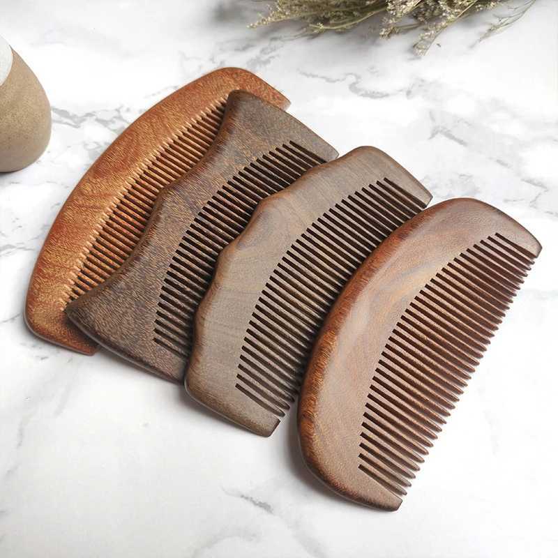 Small Comb Natural Green Sandalwood Structure Fine Teeth Hair Comb Anti static Head Embossed Points Massage Gift W241112