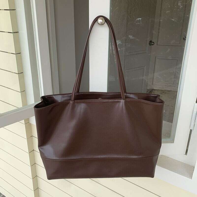 Korean Version Autumn Winter New Item Simple Soft Leather Texture Large Capacity Commuting Casual Women's Shoulder And Armpit Tote Bag