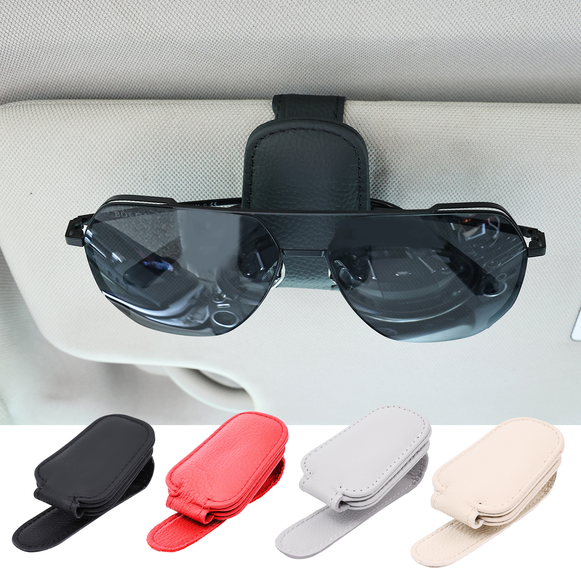 Magnetic Leather Glasses Holder for Car Sun Visor, Sunglasses Hanger Clip for Car SUV, Car Interrior Accessories d4ff5 5 2e15a