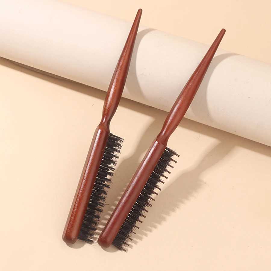 PC Professional Salon Teasing Hair Brush Pig Mane Wooden Comb Fine Line Comb Hair Brush Extended Hairstyling Tool W241112