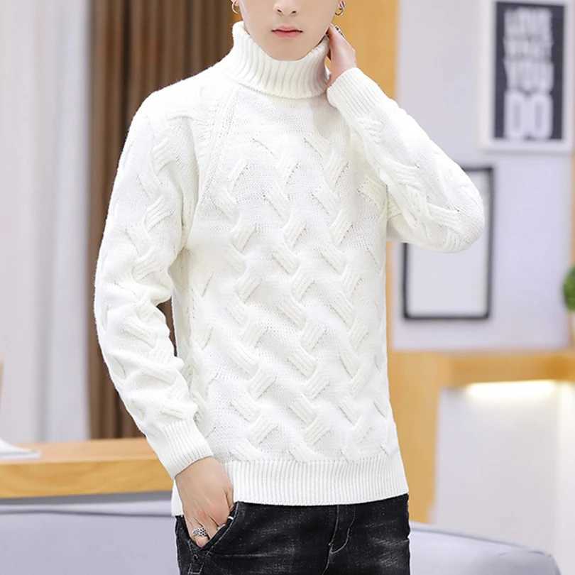 Casual white turtle neck mens winter sweater mens solid pull mens turtle neck M-2XL 2023 autumn new arrival W2411111