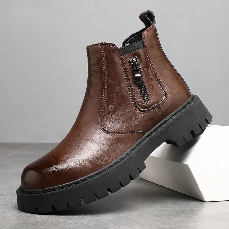 Mens Short Boots 2024 Fashionable Mens Boots Side Zipper Casual Business Versatile Mens Shoes Trendyy Chelsea Boots 241112