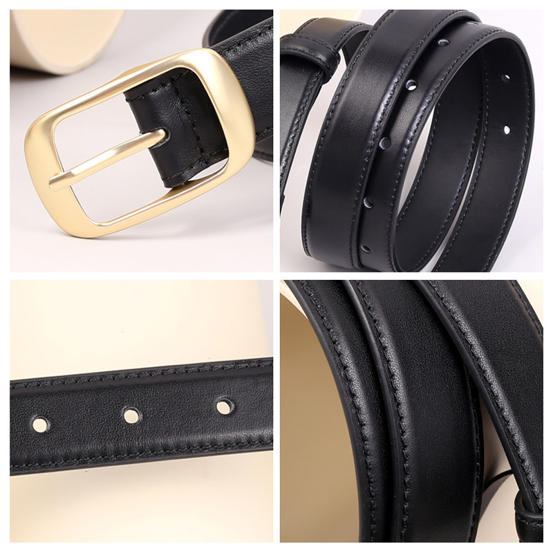 Famicare Soft Cowhide Ladies Real Genuine Leather Cowskin Pin Belt Waistband for Girls Women Metal Buckle Fashionable 81af1