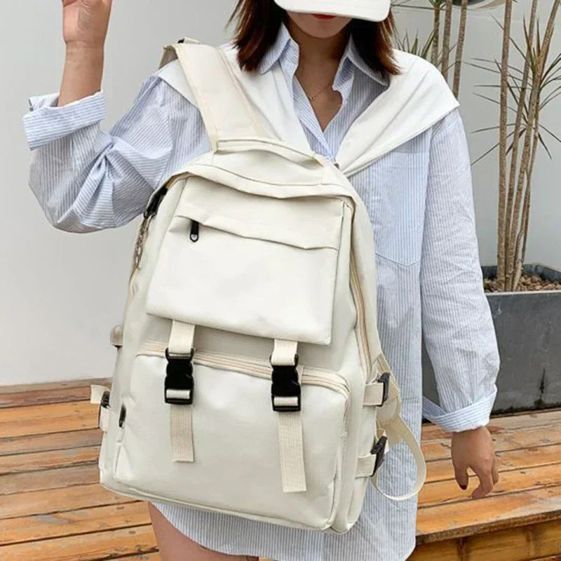 Simple backpack large capacity travel bag solid Harajuku student backpack unisex 241111