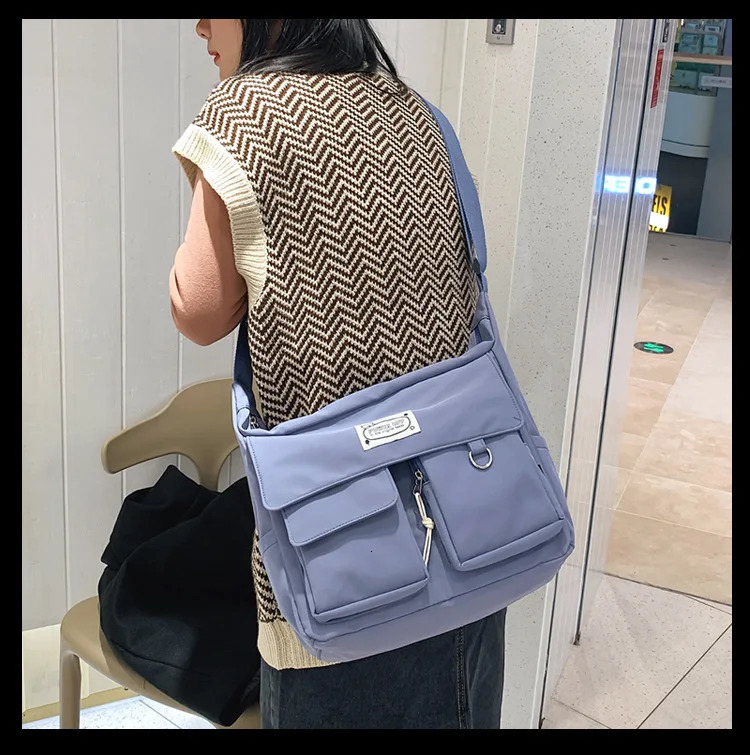 Korean Ulzzang Messenger Bag Women Nylon Bags Multipockets Crossbody For School Book Shoulder Girls Sac 241111