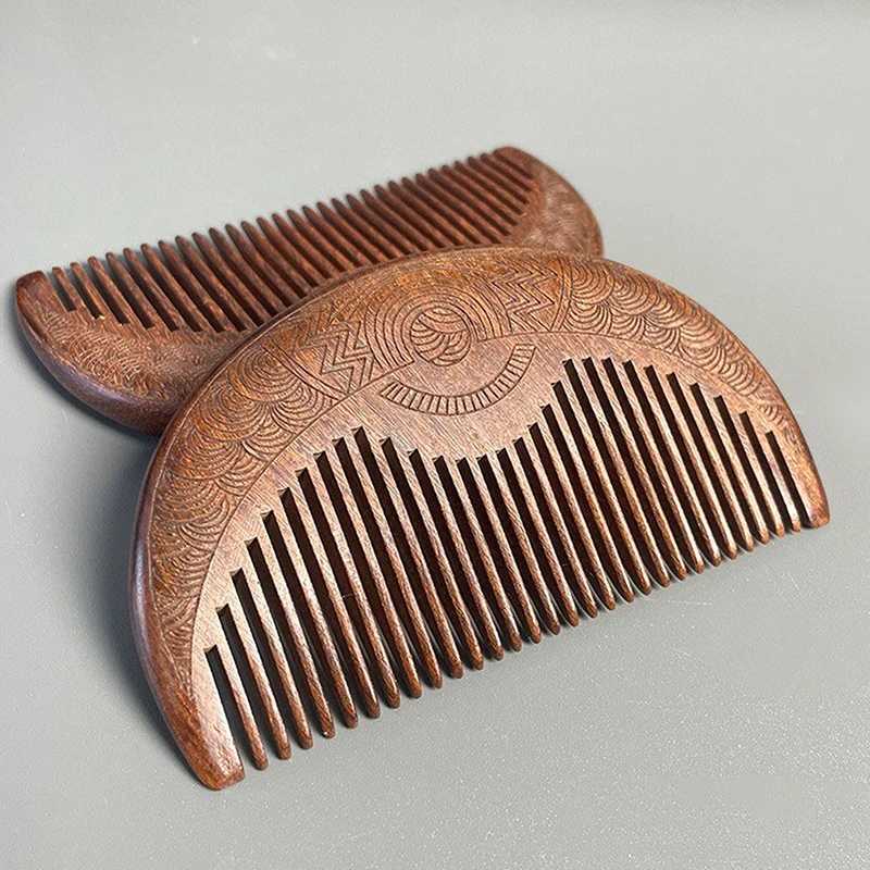 Pocket sized wooden comb natural black gold sandalwood ultra wide teeth anti-static lice free beard comb hair styling W241112