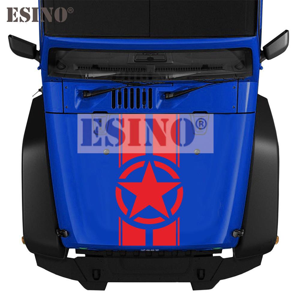Styling Star Stripe Hood Decorative Cover PVC 3D Carving Vinyl Racing Sports Decal Head Sticker Car Accessories