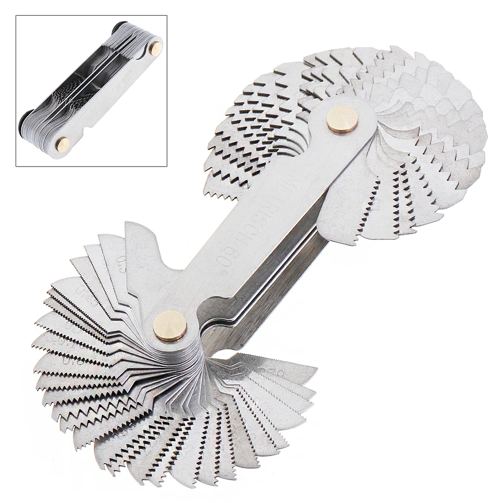 Thread 58PCS Gauge Plug 55/60 Degree Metric Inch Gear Tooth Screw Pitch Gauges Measurement Steel Thread Gage Measuring Tools smile