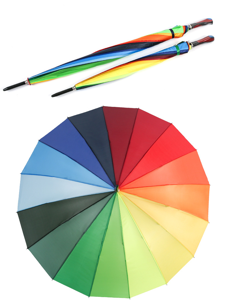 Creative Advertising Umbrella with Rainbow Print - Straight Pole Long Handle Automatic Sunny Design for Corporate Gifts