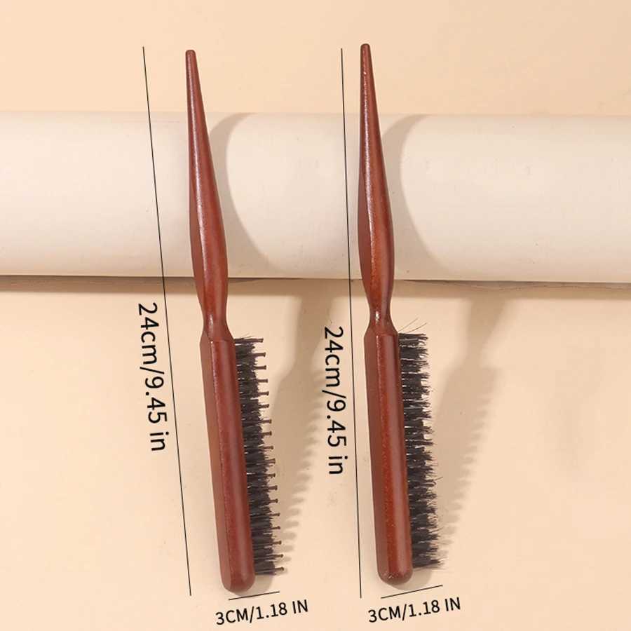 PC Professional Salon Teasing Hair Brush Pig Mane Wooden Comb Fine Line Comb Hair Brush Extended Hairstyling Tool W241112