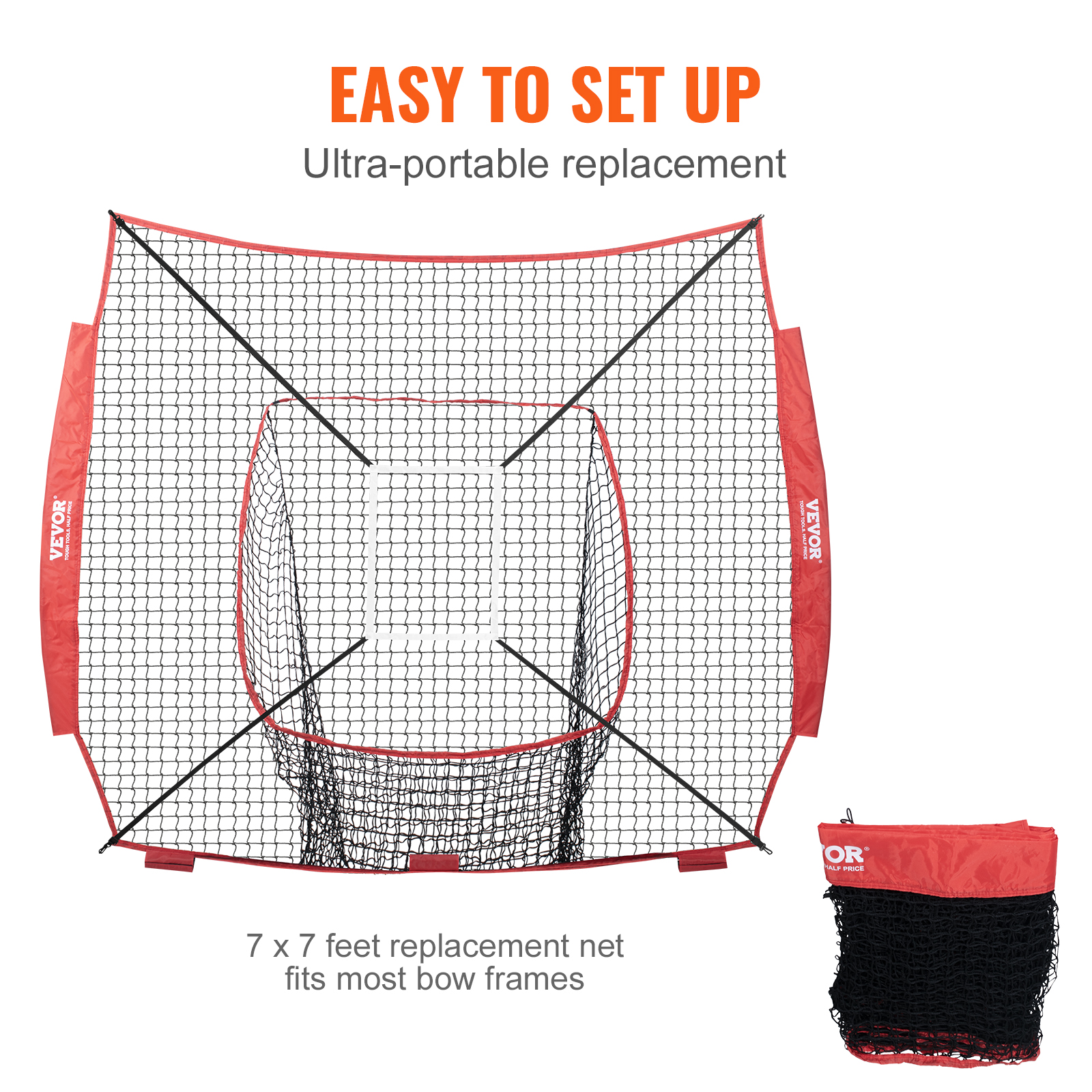 VEVOR 7x7 ft Baseball Softball Practice Net for Hitting Catching Pitching Baseball Equipment Training Aids With Strike Zone
