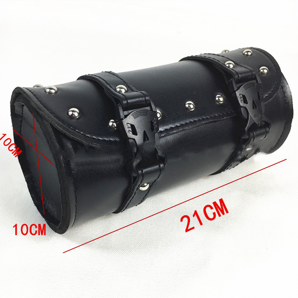 Motorcycle Front Saddle Bag Motorbike Repair Tool Barrel Shaped Organizer Cargo Pouch with Buckle Strap Scooter Accessories