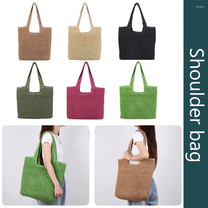 Totes Hand-Woven Handbags Summer Women Top-Handle Bags Large Capacity Paper Rope Handmade Fashion Simple Casual Shopping zhanyishengli