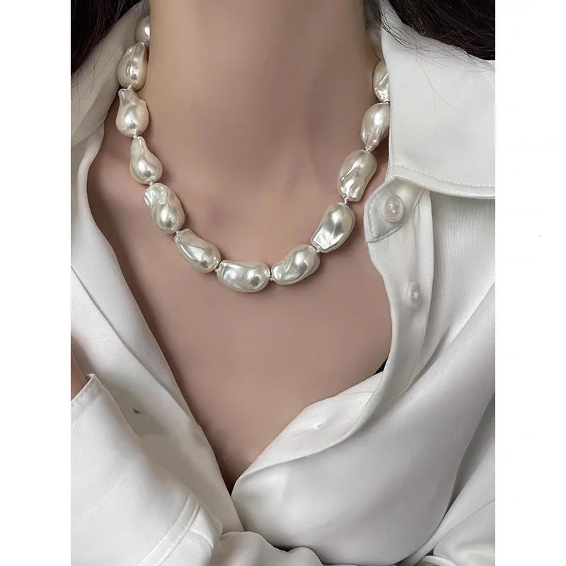 FUQI er retro white large-sized organized nuclear flame ball shaped Baroque pearl necklace freshwater 100% natural pearls 241112