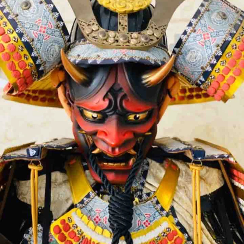 Halloween Japanese Color Bonjour Noh Kabuki Demon Hundred Ghosts Night Out Silicone Ghost Samurai Props Prom Party Mask 240328