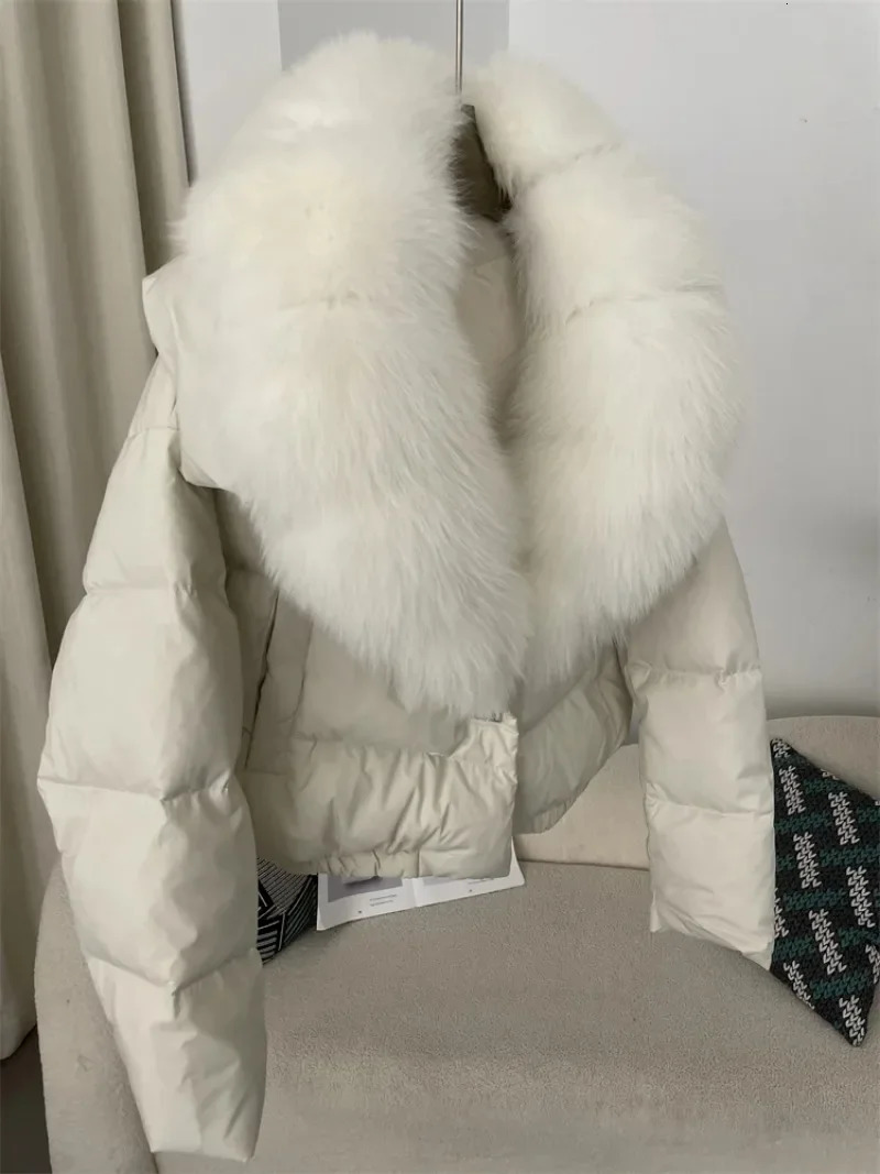 OFTBUY Natural Genuine Fox Fur Coat for Womens Autumn and Winter 90% White Duck Down Jacket Feather Short Coat Thick and Warm 241112