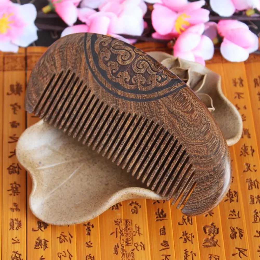 Women and men use vintage sandalwood beard and hair comb handmade natural wooden comb with fine and wide teeth W241112