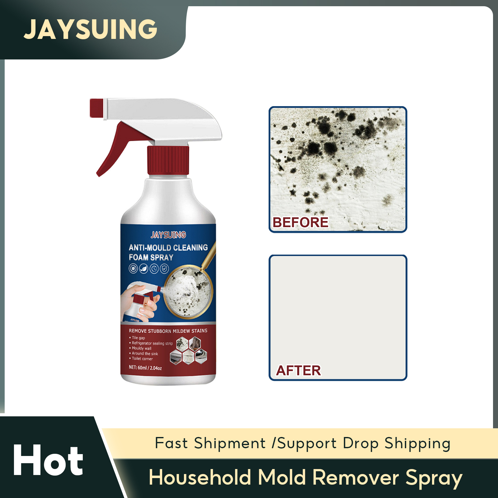 Household Mold Remover Spray Ceiling Mildew Cleaning Agent Wall Floor Mould Stains Remove Multifunctional Wall Tile Mold Cleaner