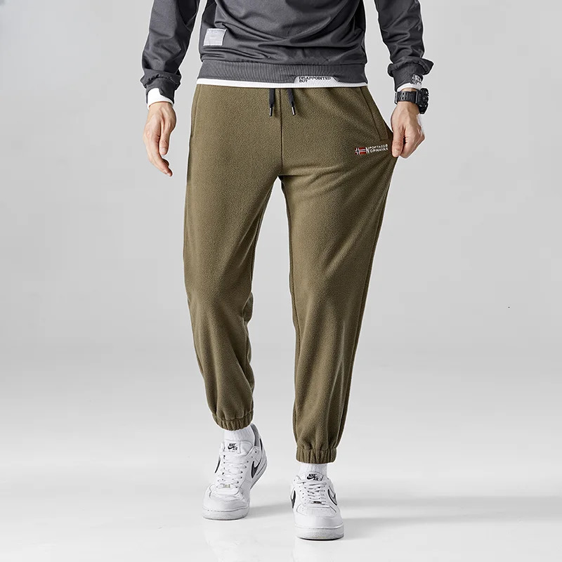 Mens wool sports pants winter thick double-sided wool casual mens jogging pants 241111