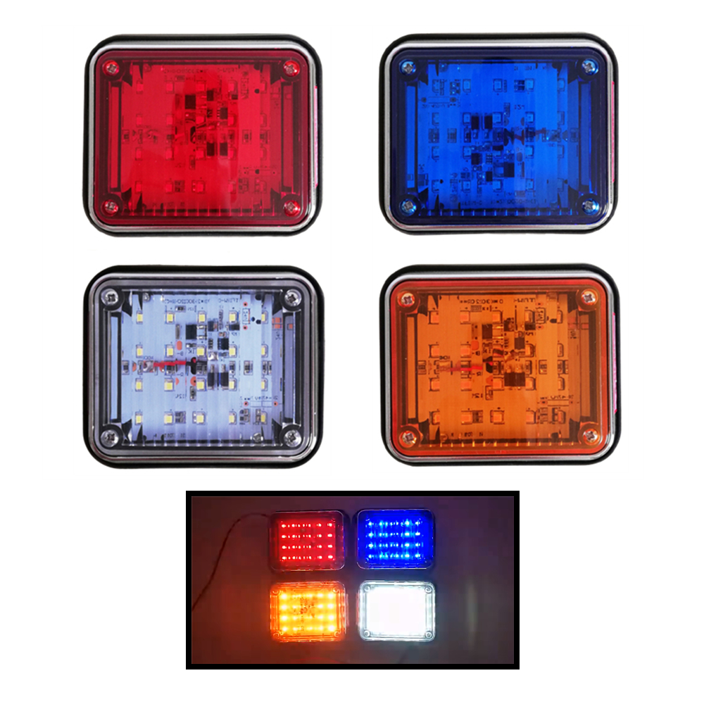 1Pc LED Stroboscope Police Warning Light 12V 24V Ambulance Strobe Lights Fire Truck Engineering Vehicle Flashing Light Red Blue 94d30