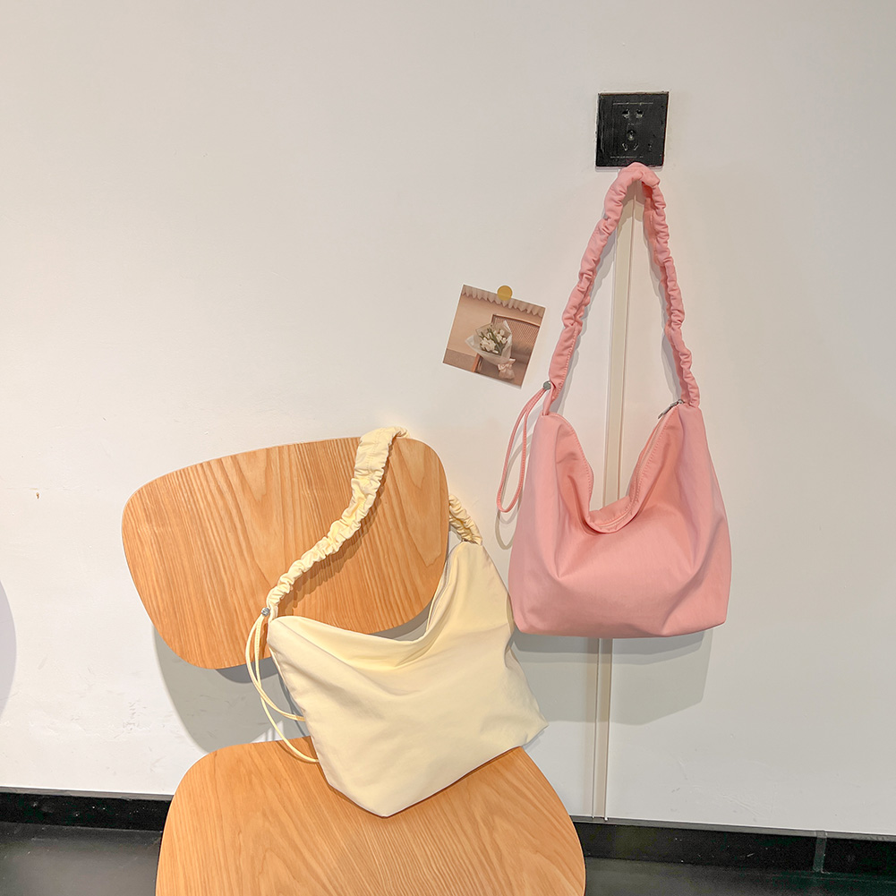 Bag Hobo Women Simple With Ruched Strap Casual Armpit Bag Solid Color Large Capacity ddmysmile Girls Outdoor Leisure Bag Smile