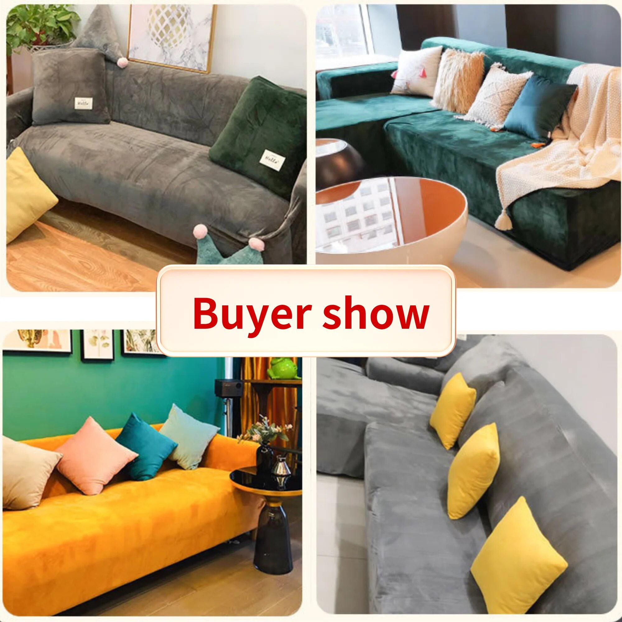 L Shaped Corner Sofa Cover Velvet Sofa Cover Thick Elastic1/2/3/4 Seater Sofa Cover for Living Room Velvet Plush L Shaped Corner