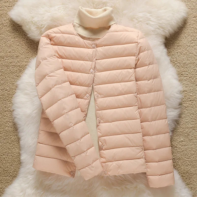 9-Color Womens Inflatable Jacket 90% Ultra Light Duck Down Womens Matte Fabric Lightweight Coat Warm Womens Windproof Machine Parka 241112