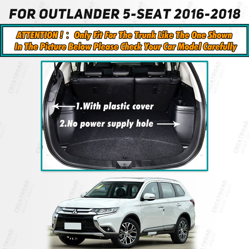 Auto Full Coverage Trunk Mat For Mitsubishi Outlander 5-Seat 2016-2018 17 Car Boot Cover Pad Interior Protector Accessories ec7b9